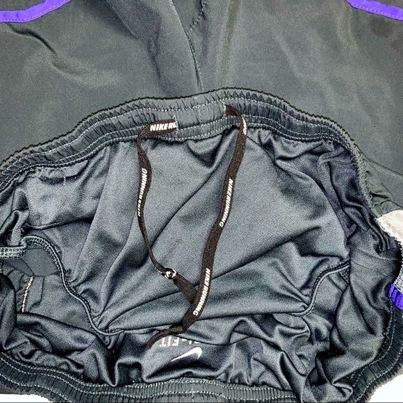 Nike Dry Fit Running Athletic Exercise Short Black Blue Accent Track Marathon - Picture 5 of 5